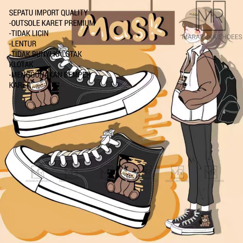 sepatu bot boots skate skat kats bot tinggi anak perempuan remaja dan dewasa tanggung warna hitam se