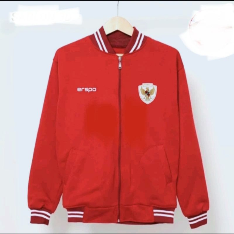 Jaket Varsity Timnas Indonesia Logo terbaru full sablon, jaket bola timnas Indonesia