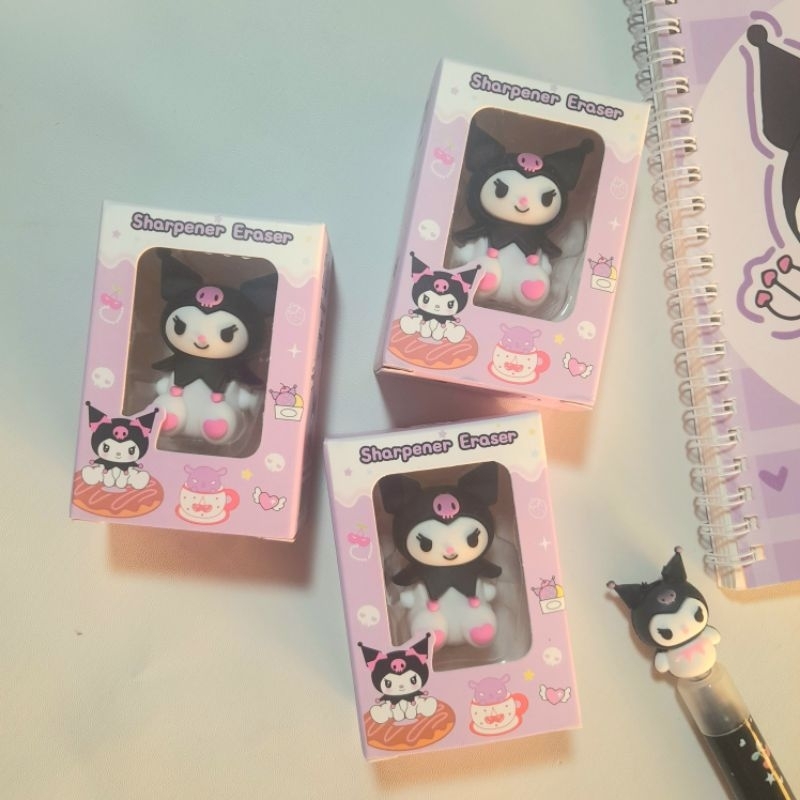 

2 in 1 Sharpener Eraser Kuromi/Rautan dan Penghapus Kuromi