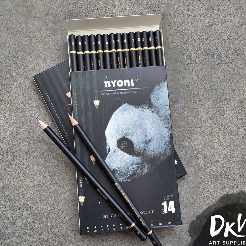 

Praktis NYONI Graphite Sketch Pencil Set 14pcs Pensil Kayu Grafit 4H 12B