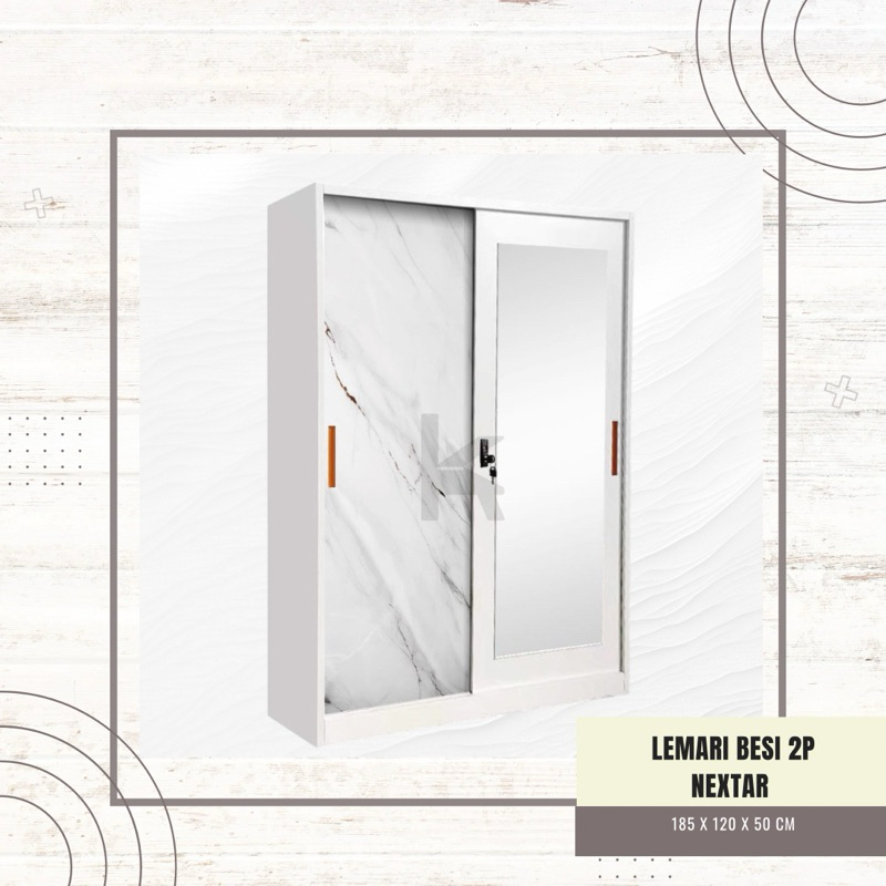 FREE ONGKIR+RAKIT Lemari Baju Besi 2 Pintu Sliding - Lemari Besi Lebar 120 CM