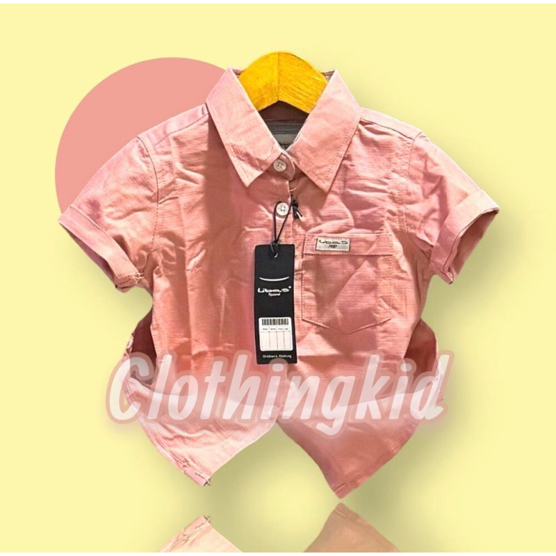 BEST SELLER KEMEJA ANAK LAKI-LAKI 6 BULAN-12 TAHUN POLOS WARNA BABY PINK LENGAN PENDEK PREMIUM QUALI
