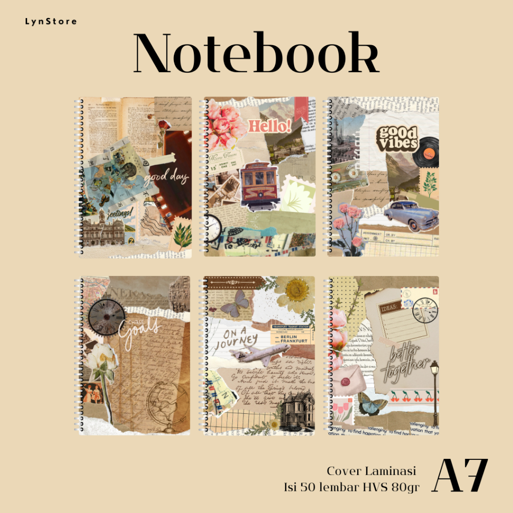 

(LS_026) Notebook A7 Koleksi Gambar Vintage (Isi 50 Lembar Hvs + Cover Laminasi Panas 2 Sisi) Buku Tulis Catatan Notebook Ring A7 Laminasi / Notebook Journal A7 Laminasi / Spiral Buku Agenda A7 Laminasi