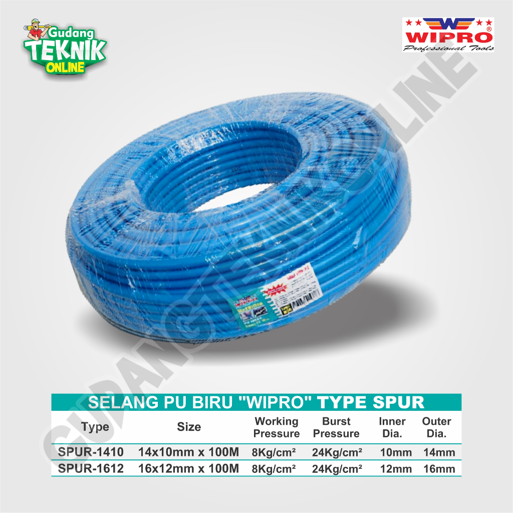 Selang Angin WIPRO Selang PU 1 ROLL 100M WIPRO / Selang Kompresor Hose 100 Meter WIPRO
