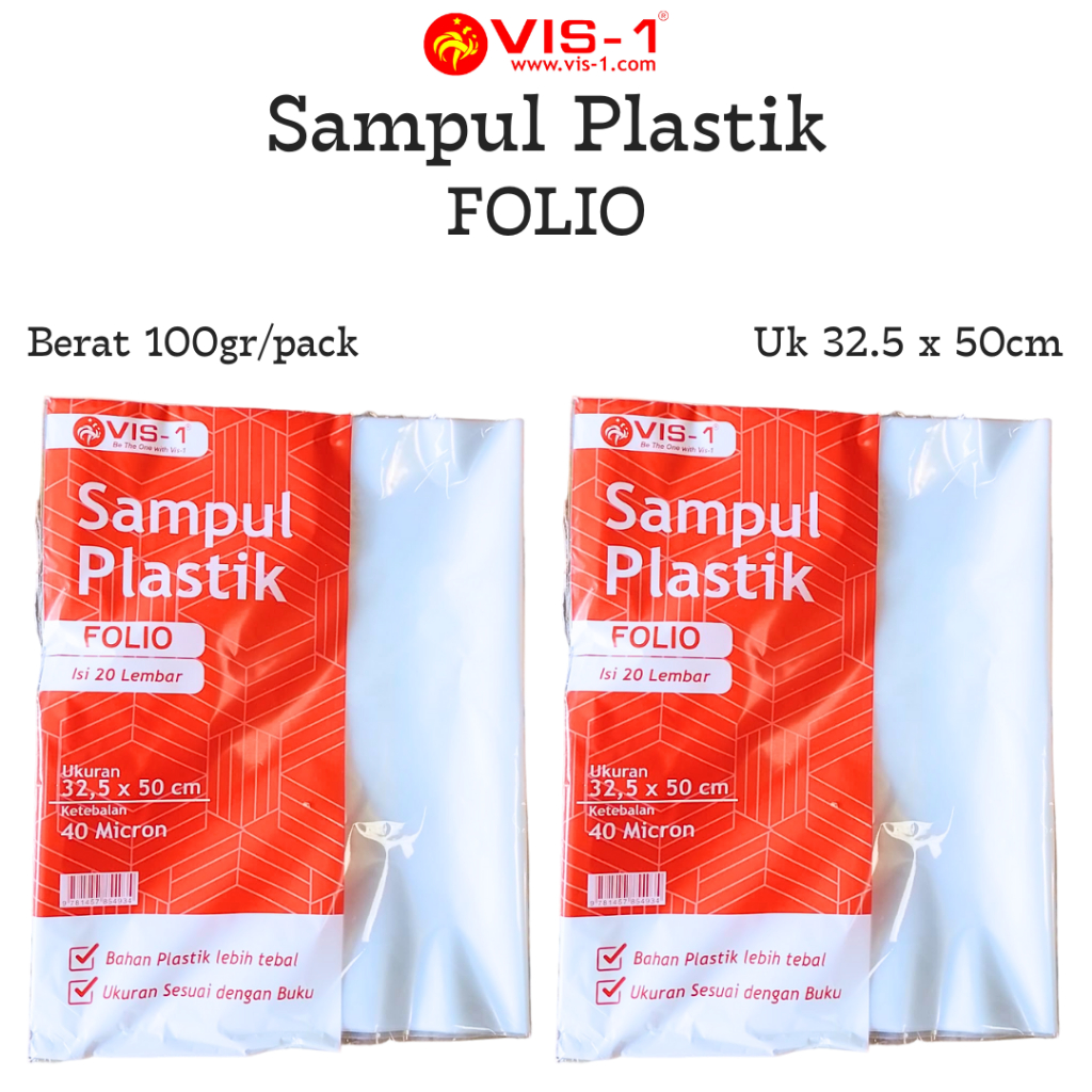 

Sampul Plastik Folio VIS-1 @20lembar 1pack / Sampul Plastik Buku ukuran Folio