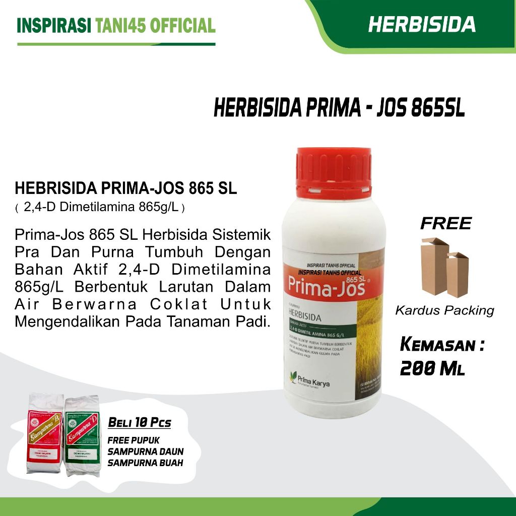 Herbisida Prima Joss 865SL 200 ml Herbisida Pembasmi Rumput Pada Tanaman Padi