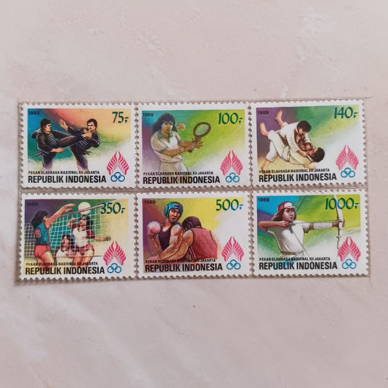 

(AB) Perangko Indonesia 1989 P.O.N XII Set Lengkap 6 pcs Mint