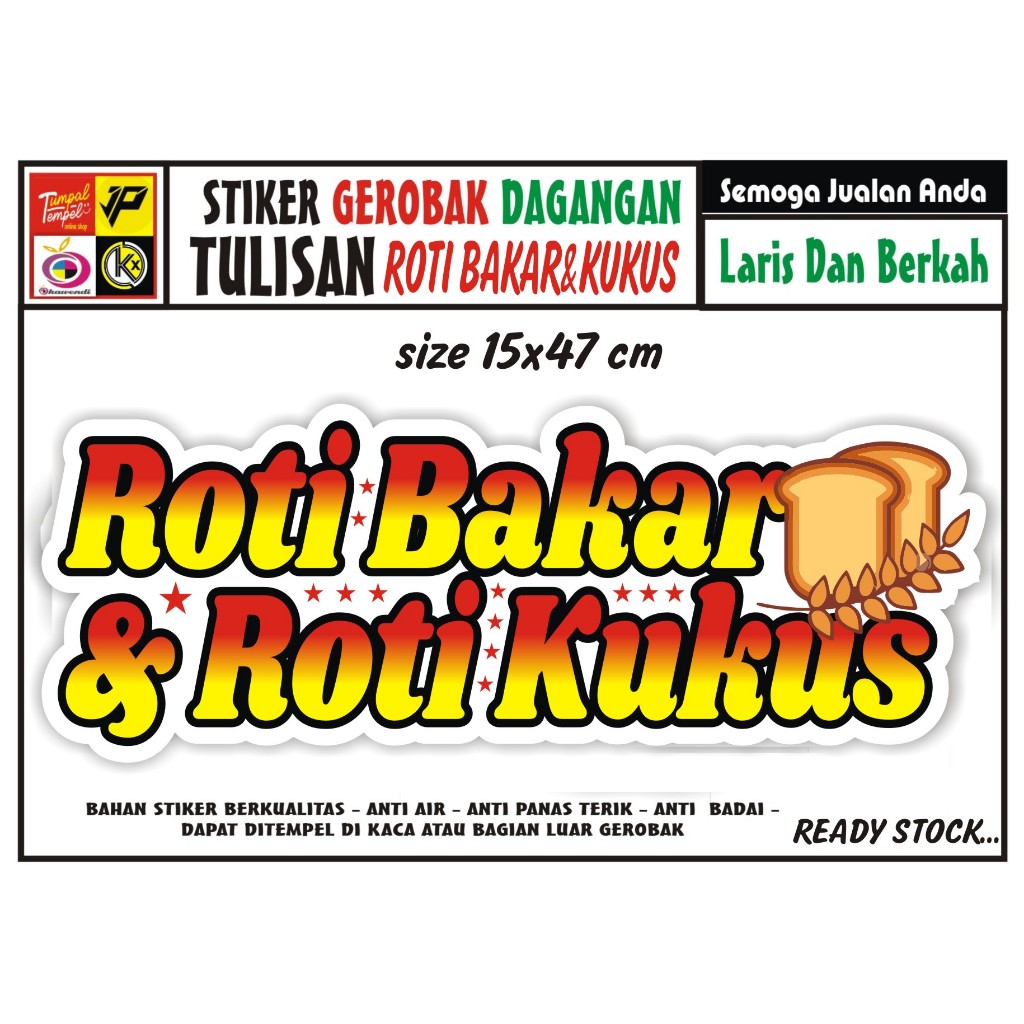 stiker kaca gerobak tulisan roti bakar kukus