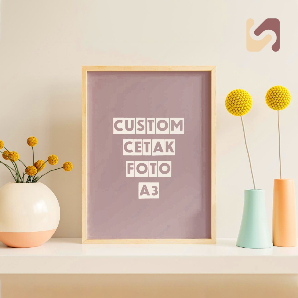 Custom Cetak Plus Pigura Kayu A3
