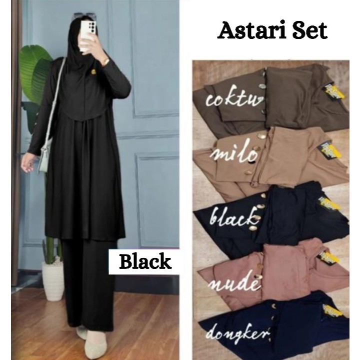 New Astari Set + Jilbab Bergo  Bahan Jersey Fashion One Set 2 In 1 Setelan Wanita SC