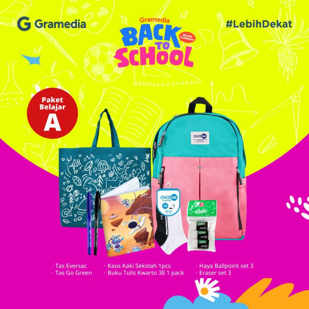 

Gramedia Supratman | Paket Belajar A : TAS + BUKU TULIS + ALAT TULIS