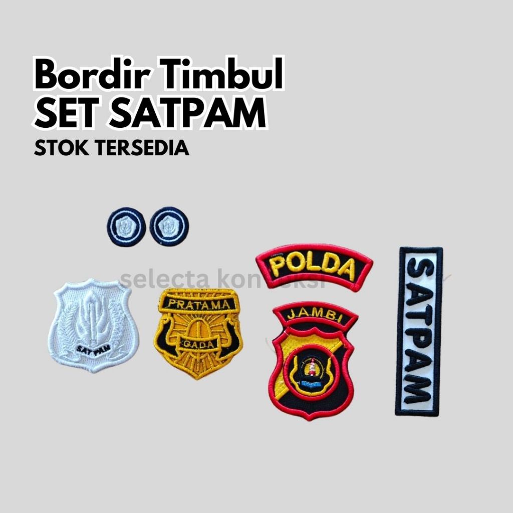 Set Bordir Timbul Logo Satpam Polda Lengkap Selecta Konveksi Jambi