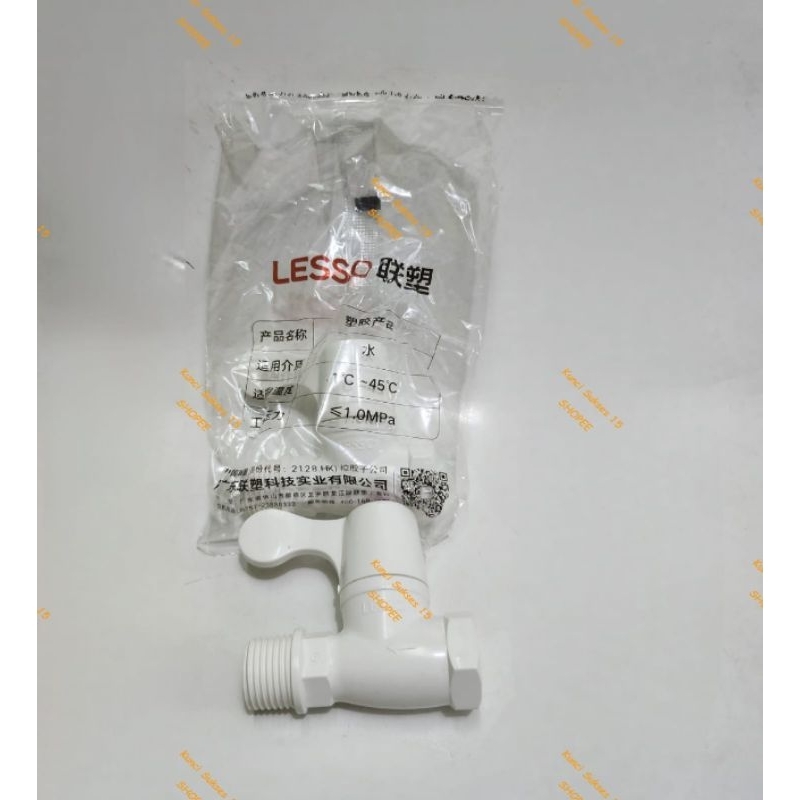 STOP KRAN PVC LESSO KOREA - DRAT LUAR 1/2" x DRAT DALAM 1/2" STOP KRAN