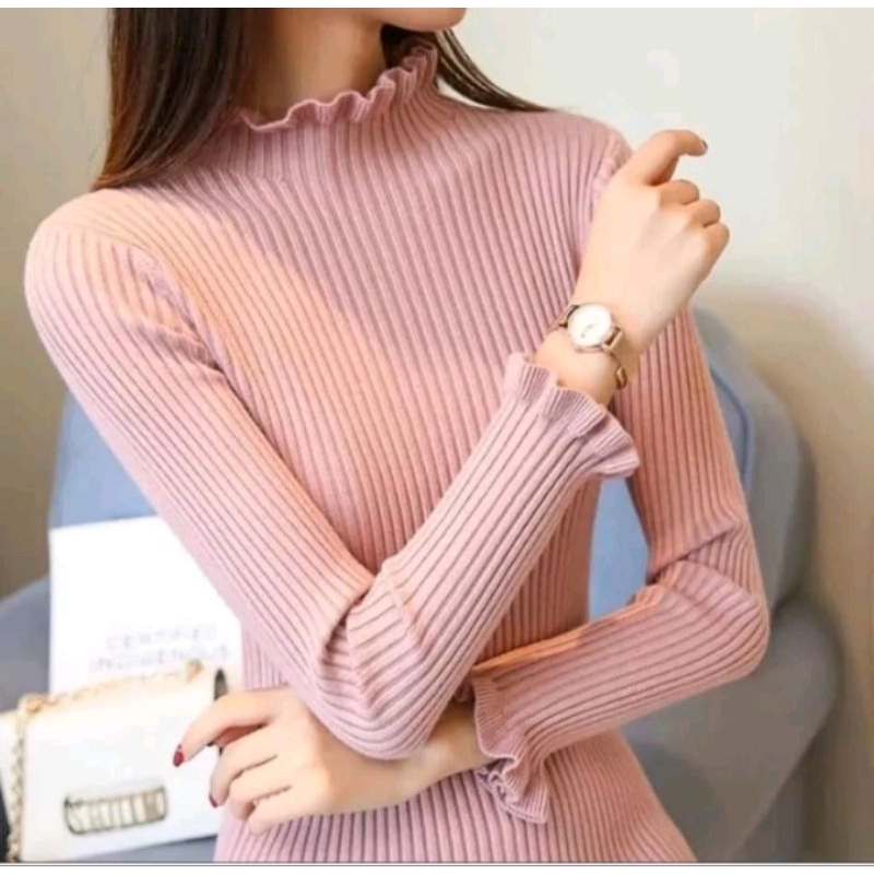 DAISY CURLY SWEATER RAJUT TURTLENECK KRIWIL KNIT/INER RAJUT/SWEATER RAJUT