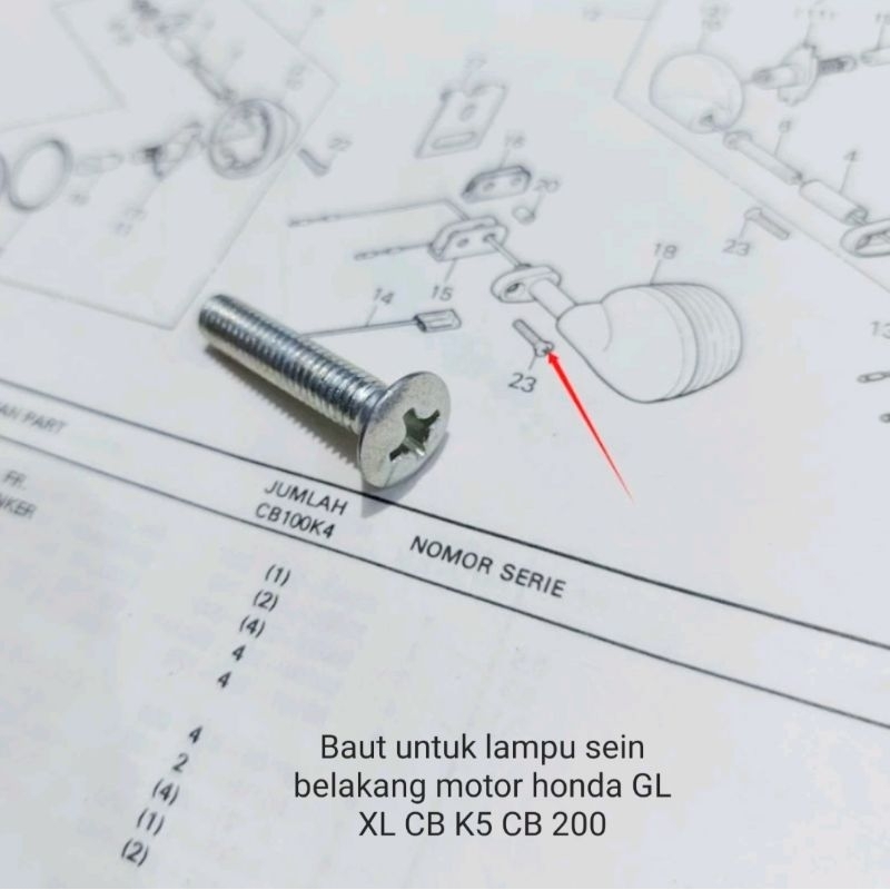 BAUT UNTUK LAMPU SEIN SEN BELAKANG MOTOR HONDA GL XL CB K5 CB 200 TERLARIS