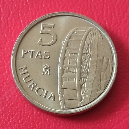 Koin Kuno Spanyol 5 Pesetas tahun 1999 Commemorative Murcia