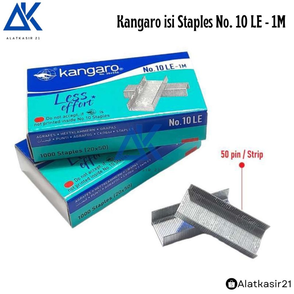 

Isi Staples Kecil - KANGARO No 10 LE / Necis / Isi Hekter Less Effort Save Power Kangaro
