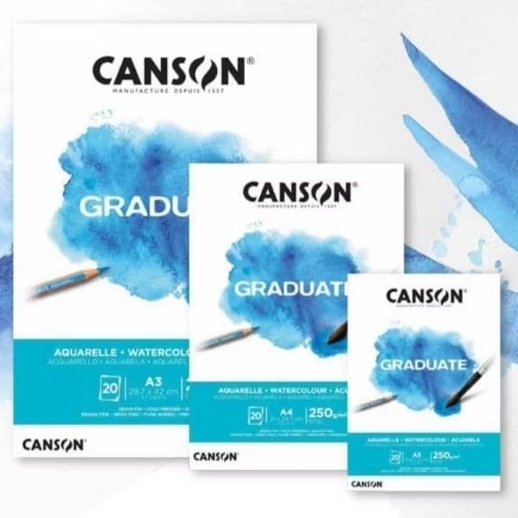 

Canson Graduate A5 A4 Watercolour Paper Cold Pressed 20 Sheets 250 Gsm