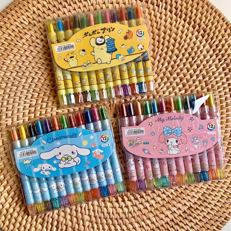 

KODE P45P Crayon Set Krayon Alat Warna Menggambar Anak Sanrio My Melody Kuromi Cinnamoroll Pompompurin Karakter Lucu Unik Kado Gift Hadiah