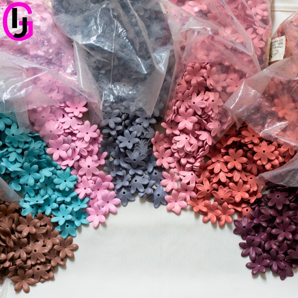 1 Pon JFF733 Manik 6 Kelopak Bunga Akrilik Aksesoris DIY Manik Craft