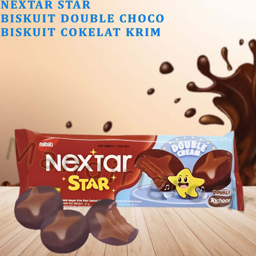 

Biskuit Double Choco * Nabati Nextar * Biskuit Choco Krim Rasa Cokelat * 31gr