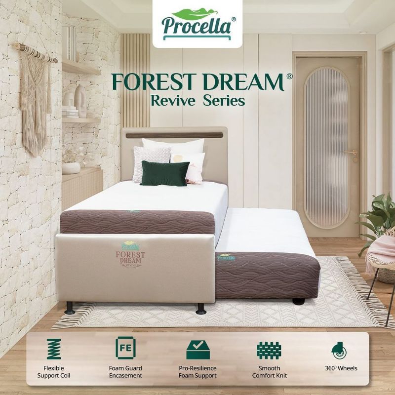 Springbed Procella TWIN SET FOREST DREAM / Kasur Sorong 2in1 Procella Forest Dream / Sorong bed Proc