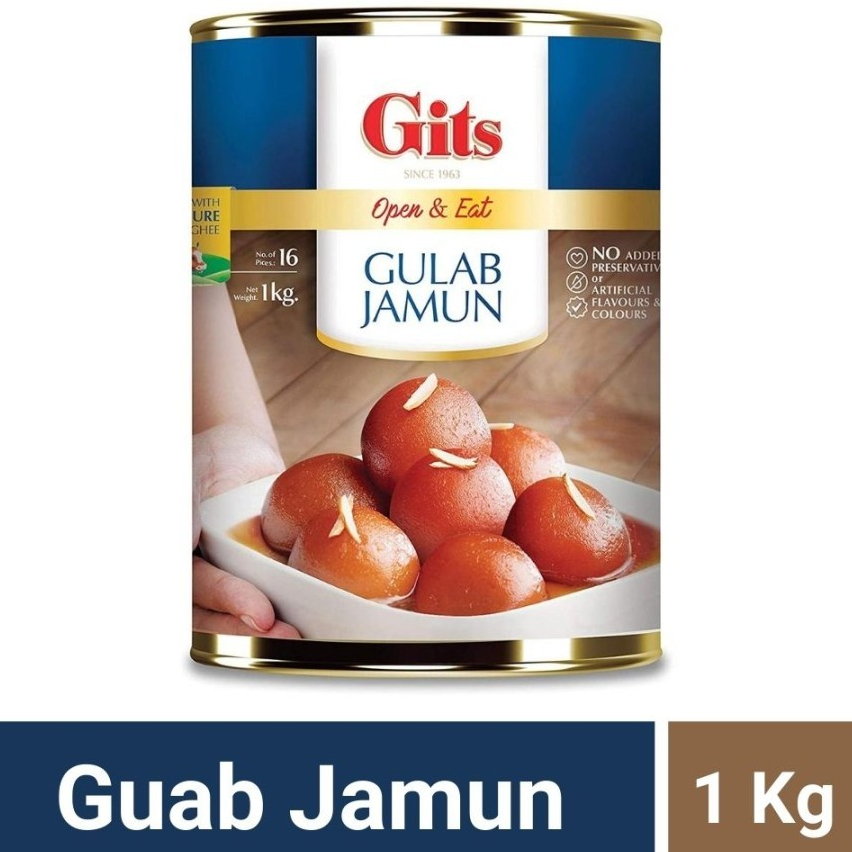 

GULAB JAMUN OPEN & EAT GITS 1KG / / Gulab Jamun Tin Pack / Manisan India