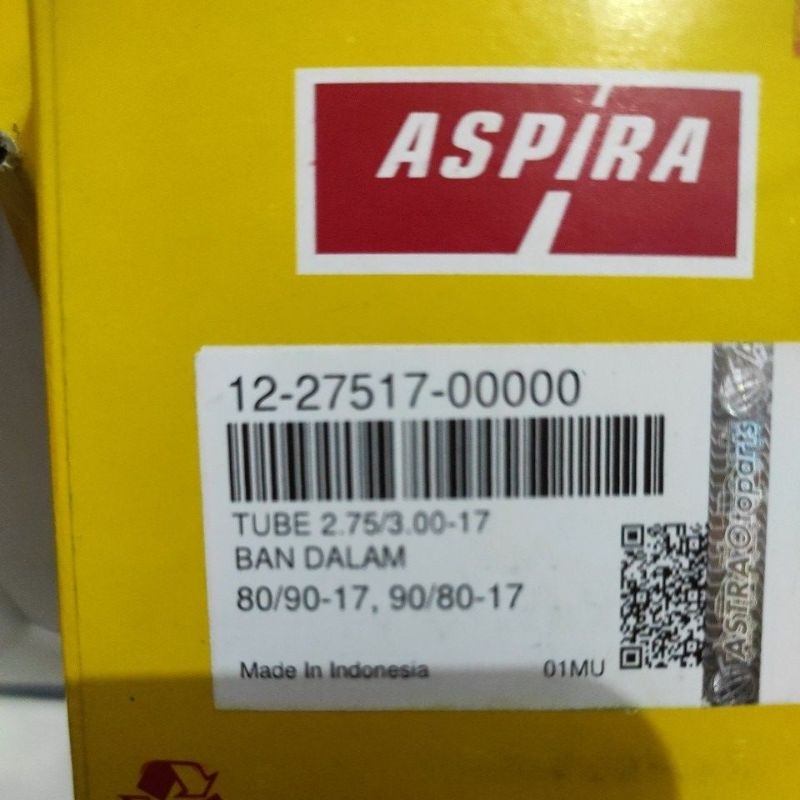 BAN DALAM ASPIRA 80/90-17,90/80-17 original