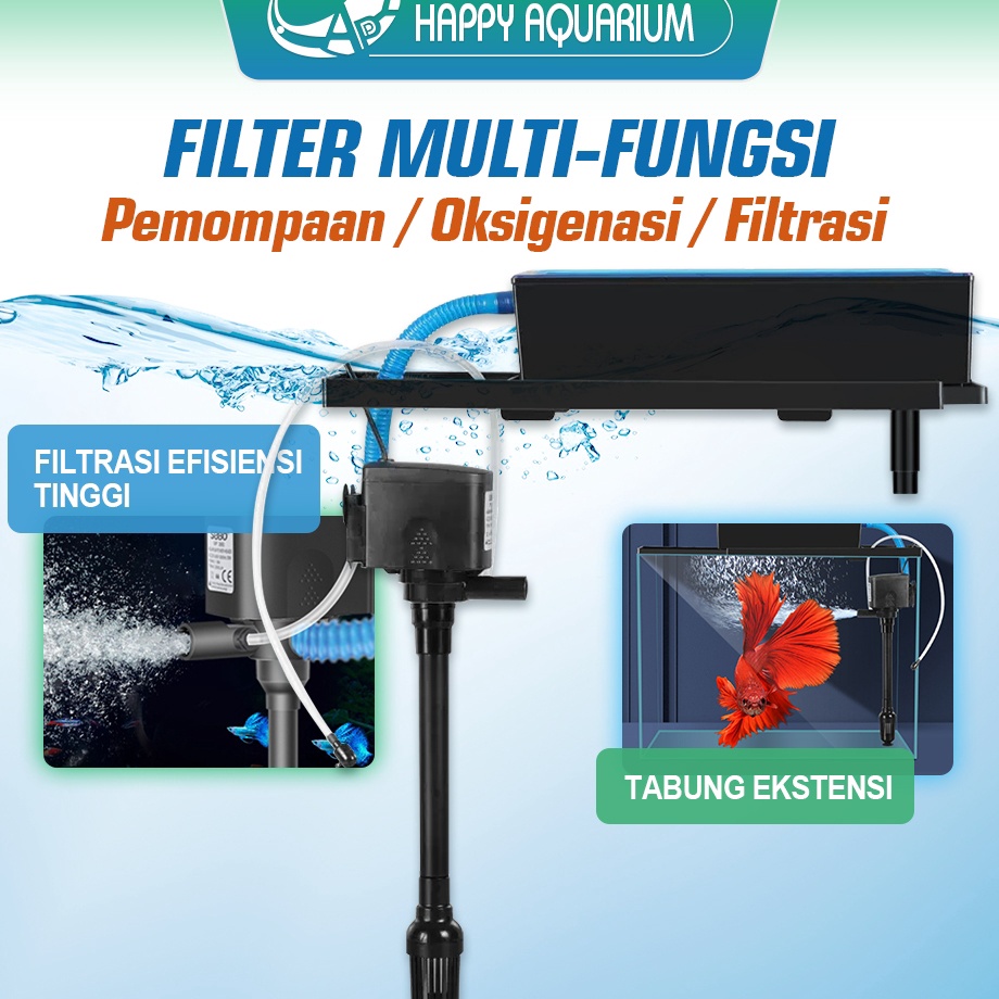 Gaya Filter Pompa Komplit Top Filter Box Aquarium 3 In 1 AKUARIUM TOP FILTER BOX LEBIH BESAR