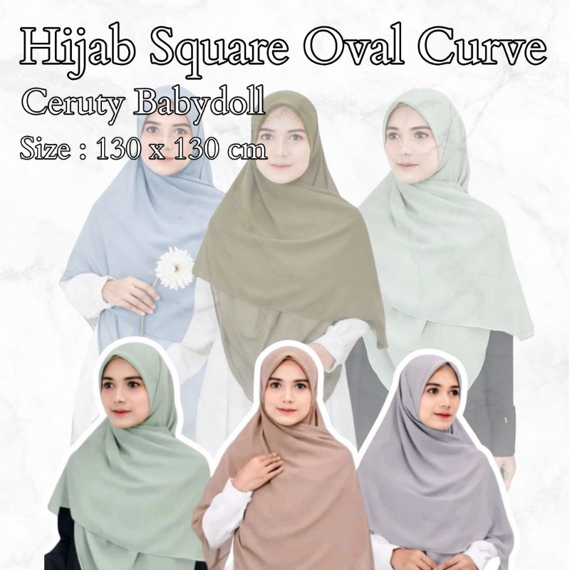 kerudung segi empat curva oval Ceruti / jilbab segi empat ceruti ukuran 130x130 / square oval Malay 