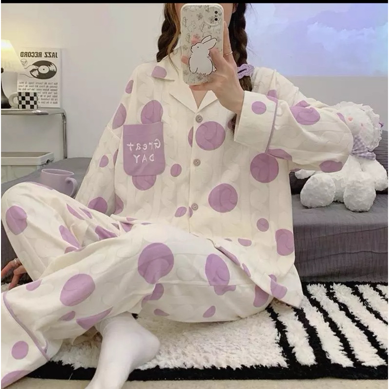 piyama lengan panjang jumbo korean style lucu