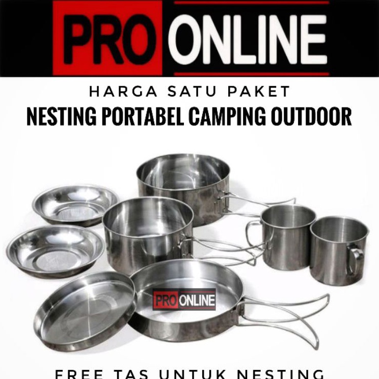 Cooking set merk Camelwil Nesting gelas  alat masak pobel panci satu set stainless camping outdoor