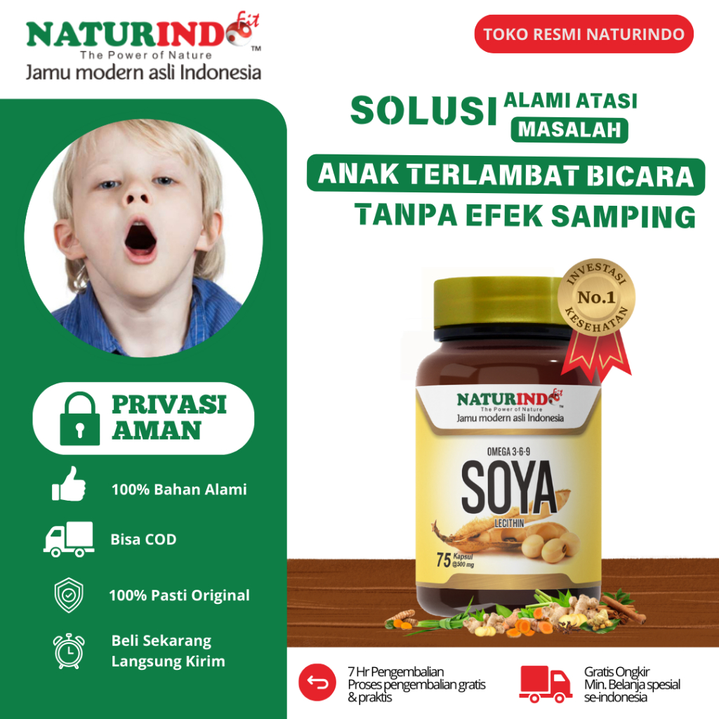Soya Omega 369 Lecithin Naturindo Kapsul Obat Herbal Anak Telat Bicara Susah Konsentrasi Jamu Jambi