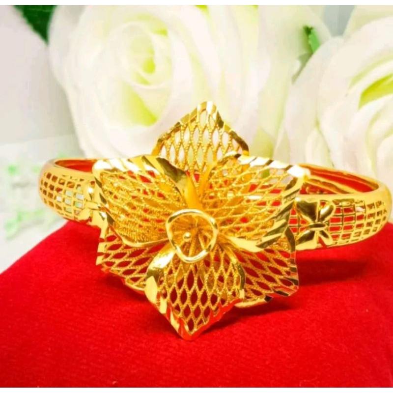 Gelang Bangle Bunga kendari lapis Emas 24k