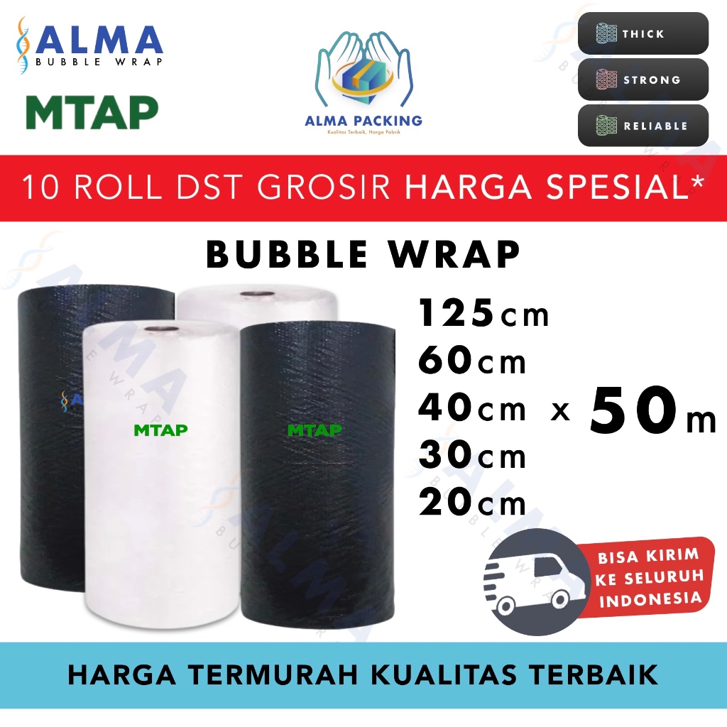 

PROMO TERMURAH Plastik Bubble Wrap 50 Meter Bubblewrap MTAP PREMIUM ROLL TERMURAH GROSIR