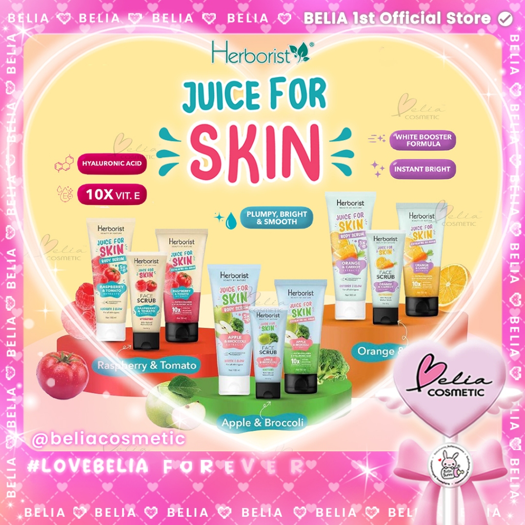 ❤ BELIA ❤ Herborist Juice For Skin Body Serum | Face Scrub | Exfoliating Gel Scrub | BPOM