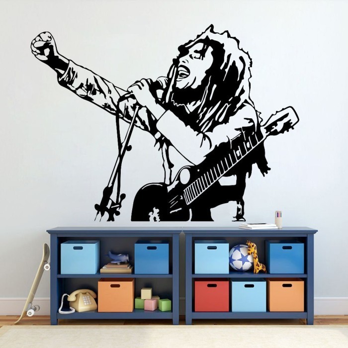 Stiker Dinding Musik Lion Music Star Wall Decal Reggae Music