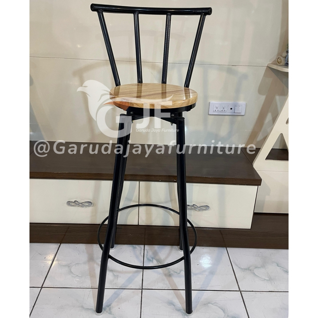KURSI BAR STOOL/KURSI BAR PUTAR/KURSI BAR KAYU/KURSI BAR KAKI BESI/KURSI BAR SANDARAN
