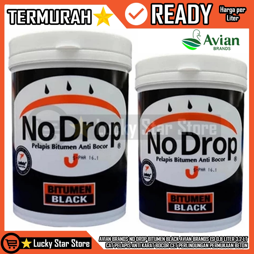 AVIAN BRANDS NO DROP BITUMEN BLACK AVIAN BRANDS ISI 0,8 LITER 3,2 LT CAT PELAPIS ANTI KARAT BOCOR CE