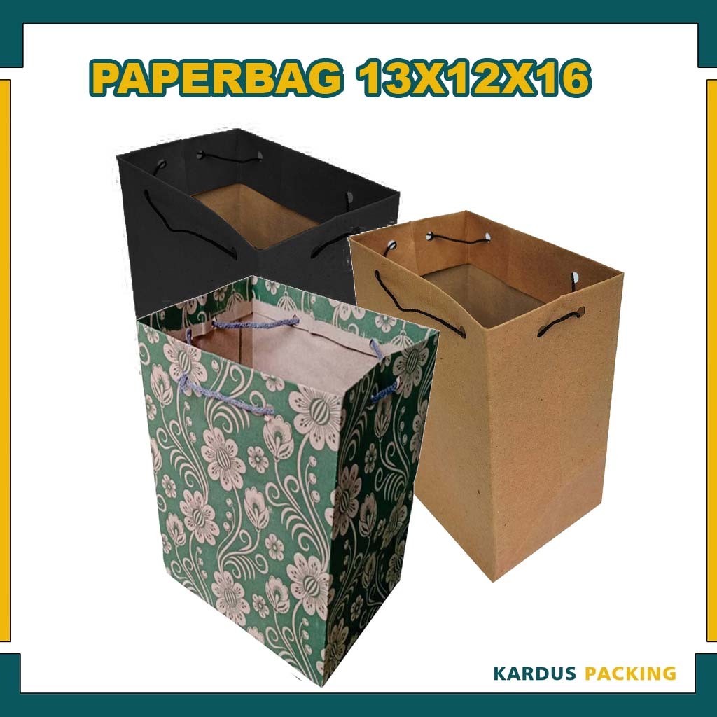 

Paper Bag 13x12x16 (PAKET 12 PCS) / Tas Kertas / Tas Kado / Tas Souvenir