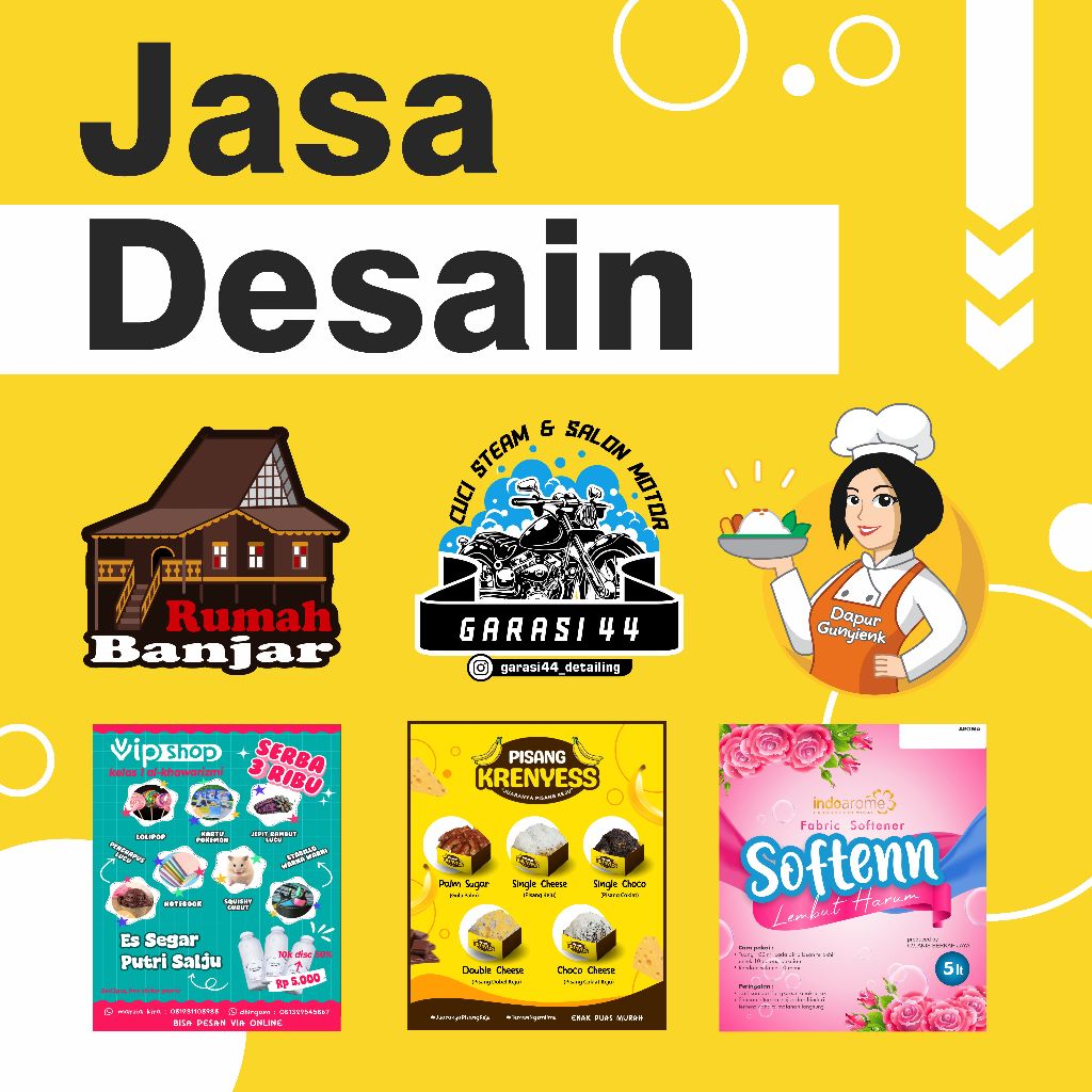 JASA DESAIN GRAFIS LOGO / SPANDUK / STIKER / BROSUR / FLYER / KARTUNAMA / FEED / MENU / BANNER / JOK