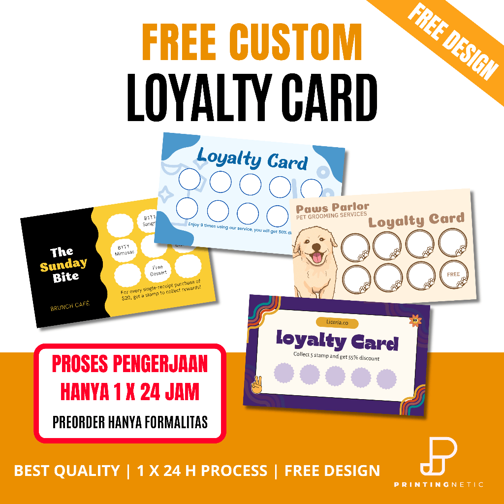 

(FREE DESIGN) Custom Loyalty Card/ Kartu Stempel / Laundry / Petshop / BarberShop / Cafe / Treatment