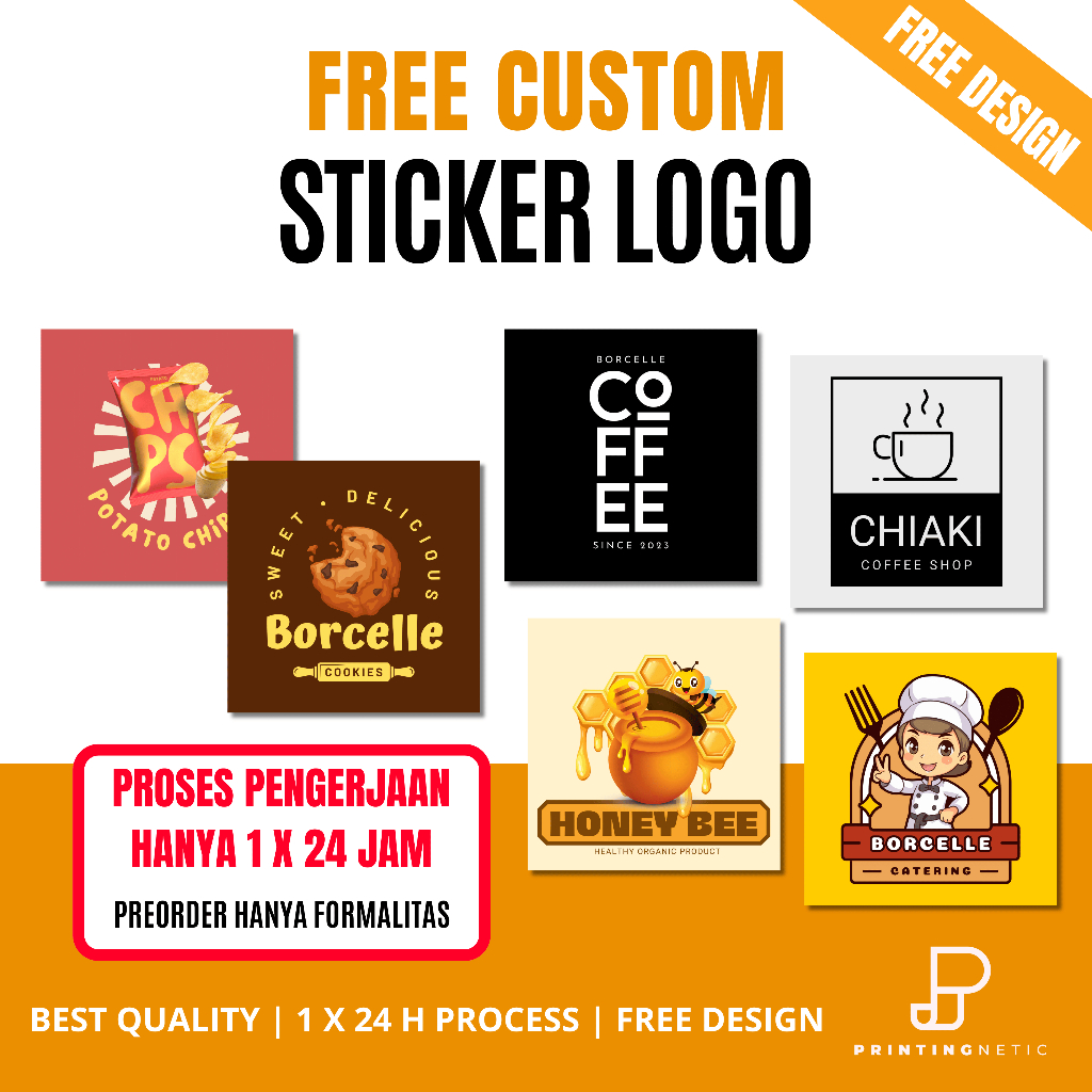 (FREE DESIGN) Custom Sticker Logo / Sticker Aksesoris / Sticker Souvenir / Sticker Lain Lain