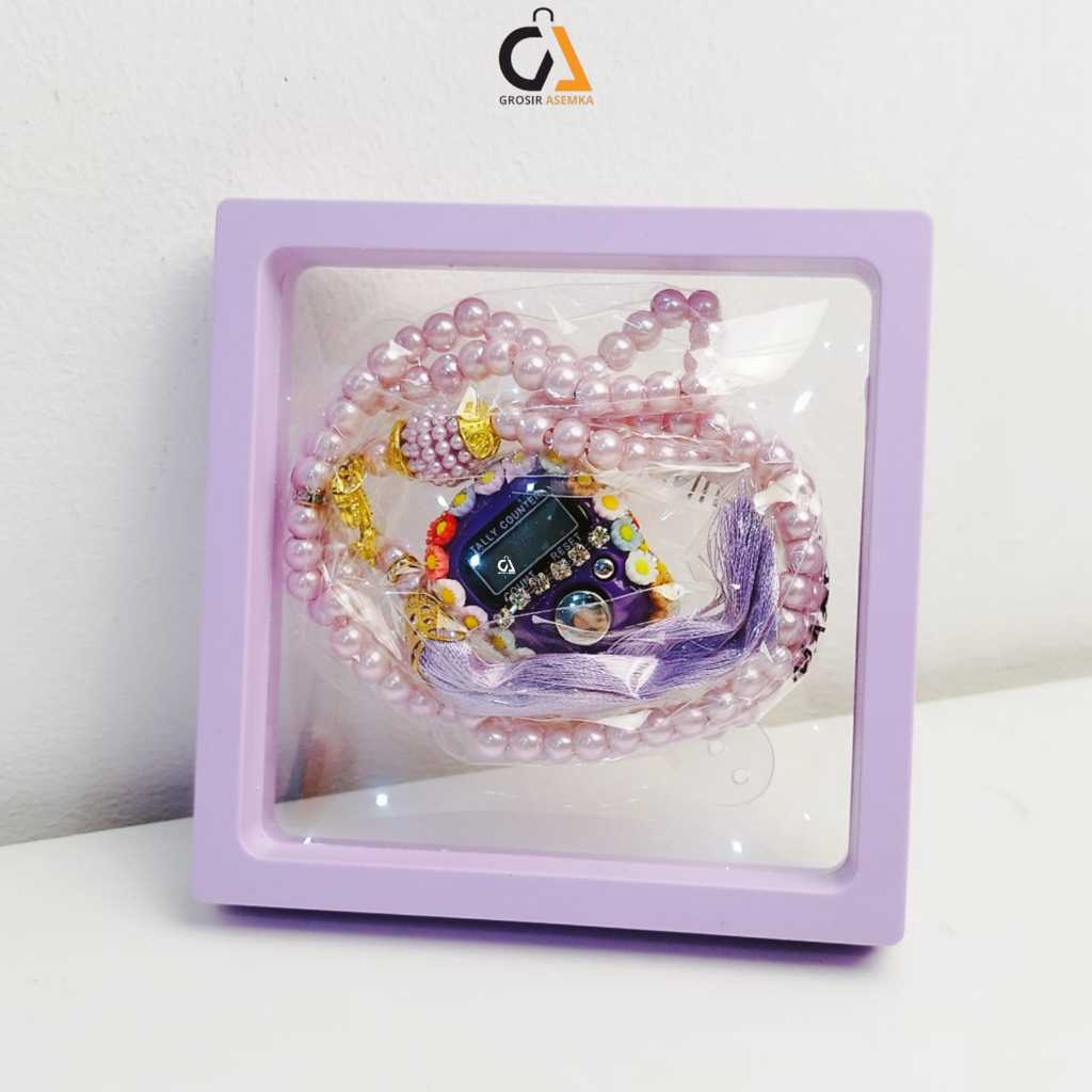 Tasbih Digital Manik-Manik Batu Permata Set dan Tasbih Mutiara Warna Pastel dengan kemasan Box