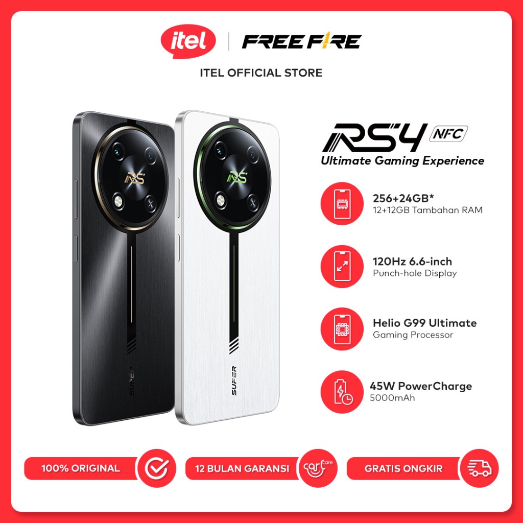 Hp Itel RS4 RAM 12+256GB - NFC -Chipset G99 Ultimate - 45W Power Charge - 120Hz 6.6" - Dual Speaker