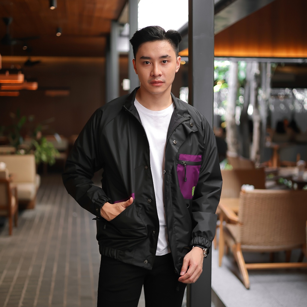 Junkiepromise Jaket Windbreaker Black Purple / Jaket techwear / Jaket Anti Air / Jaket Waterproof
