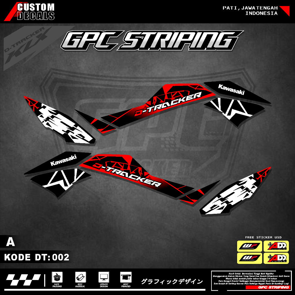 STICKER MOTOR KEREN STRIPING KAWASAKI DTRACKER150 SE Variasi Original-Sticker Variasi Kawasaki DTrac