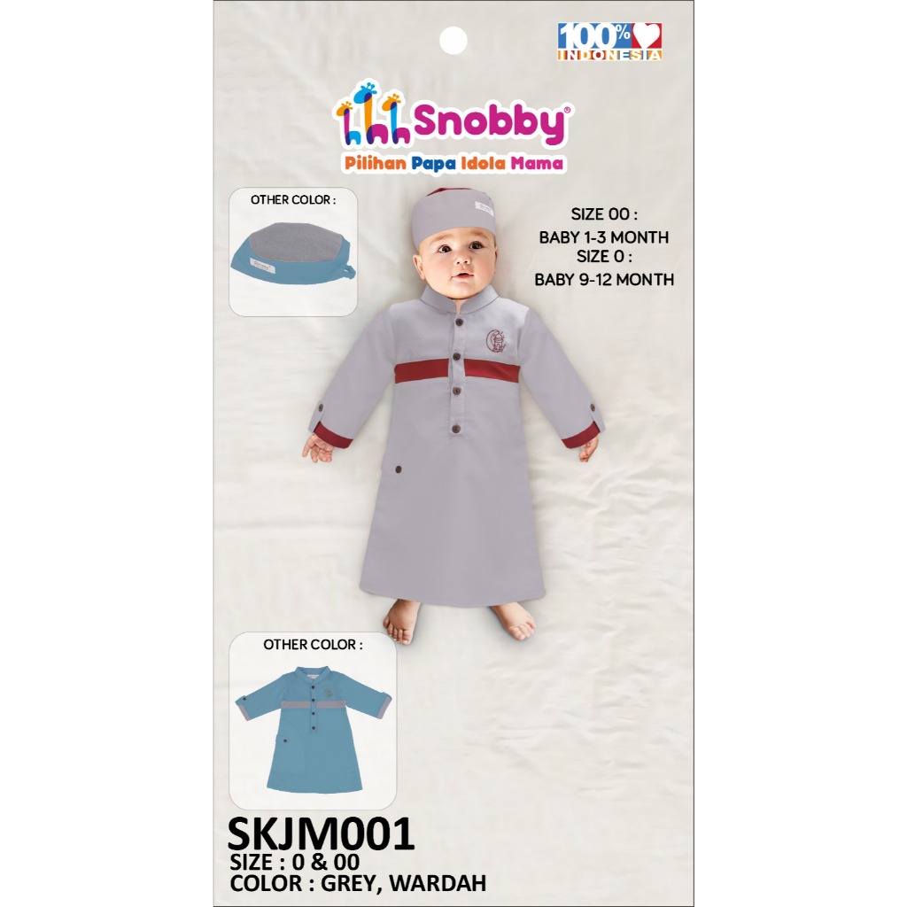 Snobby Gamis Jubah Bayi Baju Muslim Bayi Laki - Laki 0 bulan ( Newborn)