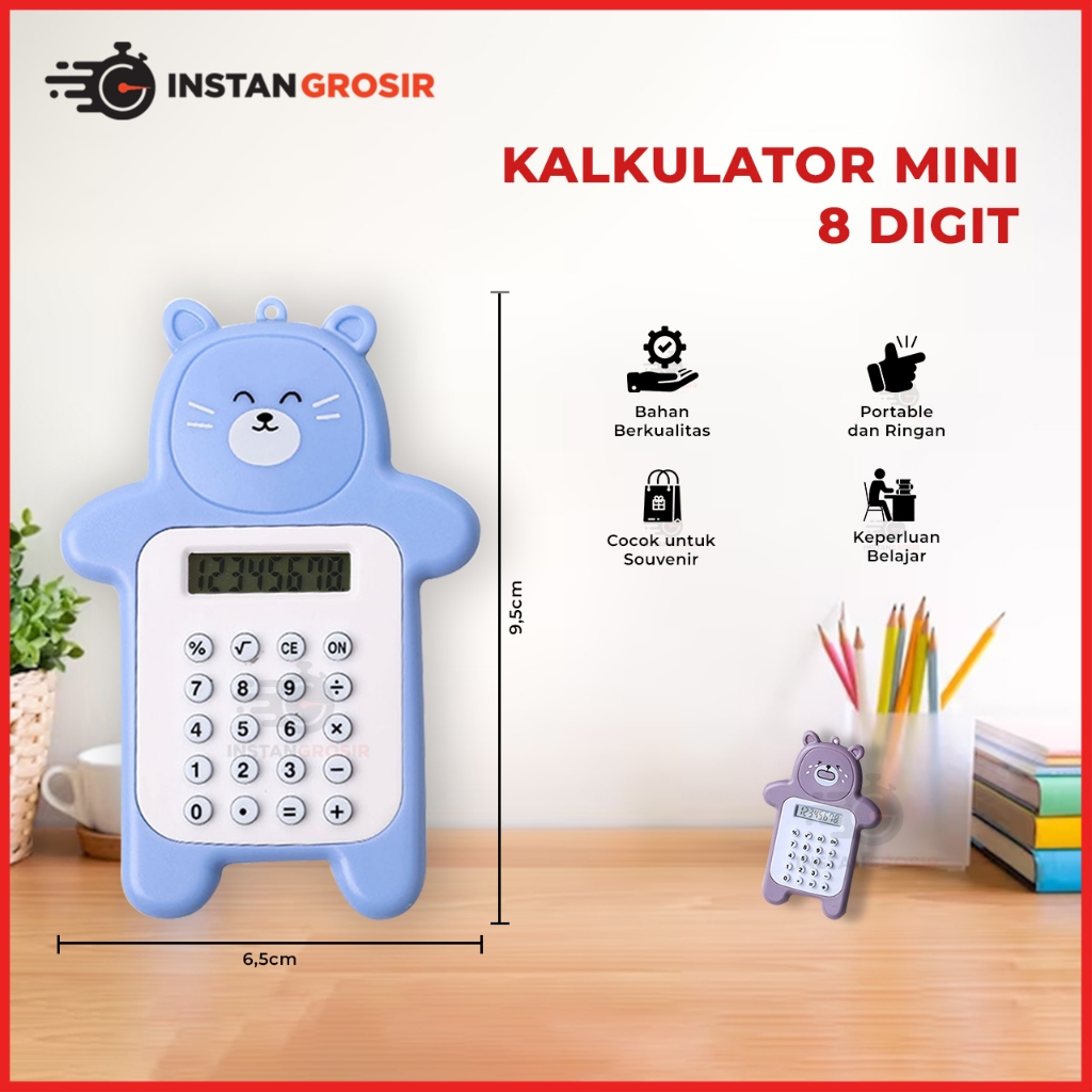 

Kalkulator mini gantungan kunci tombol karet karakter lucu calculator portable 8 digit