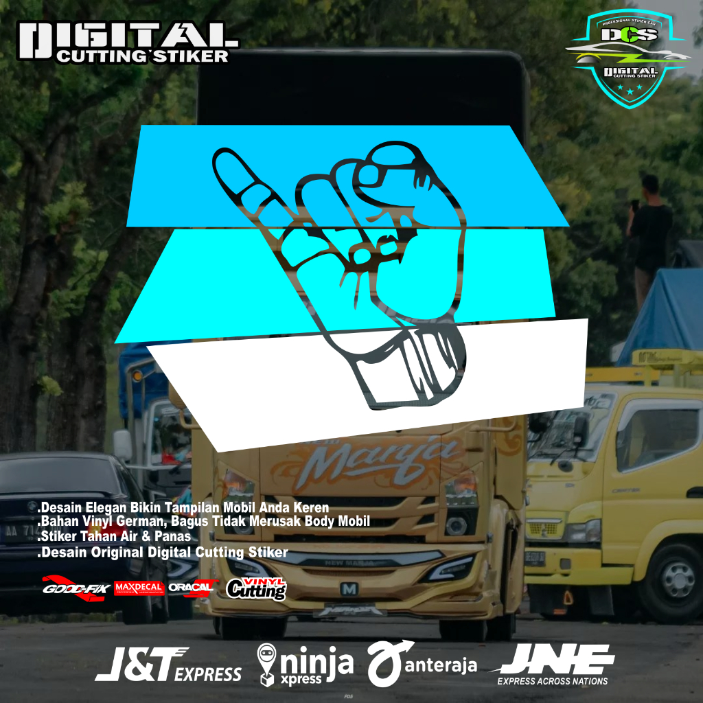 Stiker gambar tangan janji kaca mobil pickup truk sticker truk